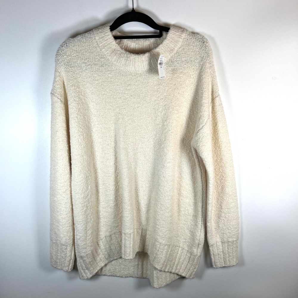Old Navy Cream Textured Cozy Crewneck Sweater Long Sleeve Tall M‎
